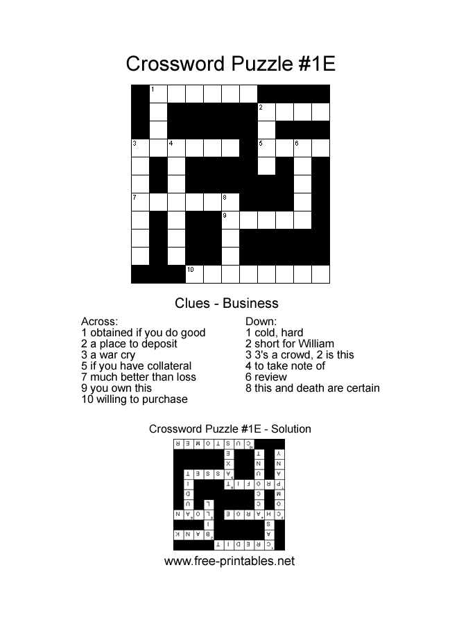 Simple printable crosswords Trials Ireland