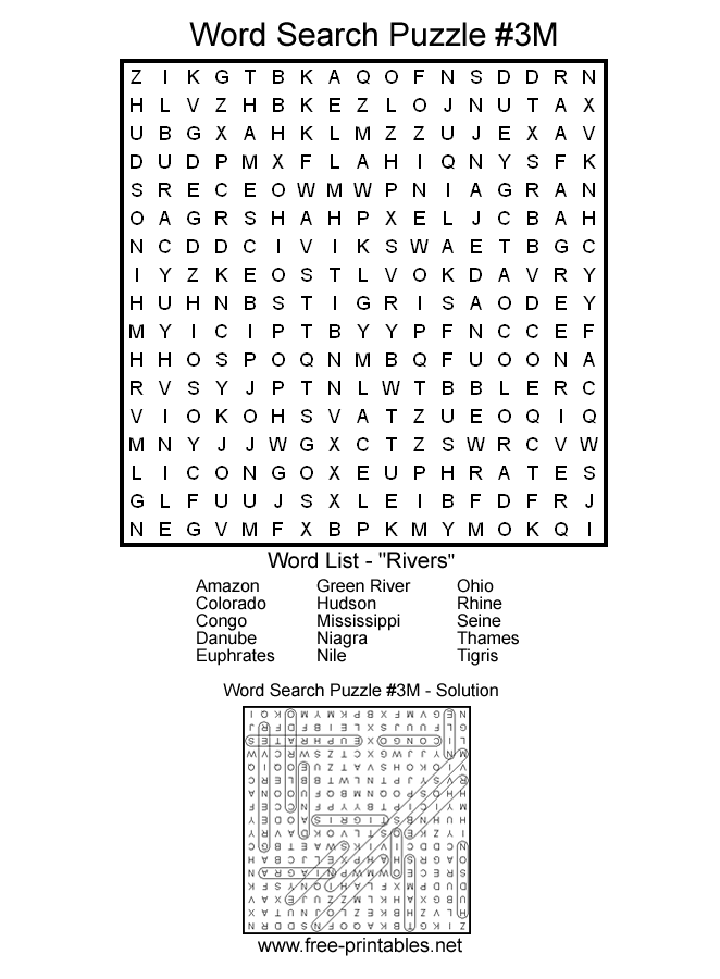 Medium Word Searches Printable Word Searches